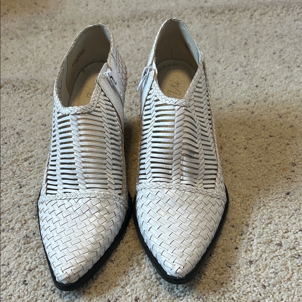 Matisse White Woven Ankle Booties